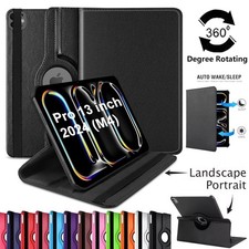 13-Inch Case for For iPad Air 13 M2/Pro 11-inch 2024 Leather 360 Rotate Cover