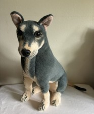 Realistic LARGE Doberman Pinscher Plush Poseable Stuffed Dog Display 19"