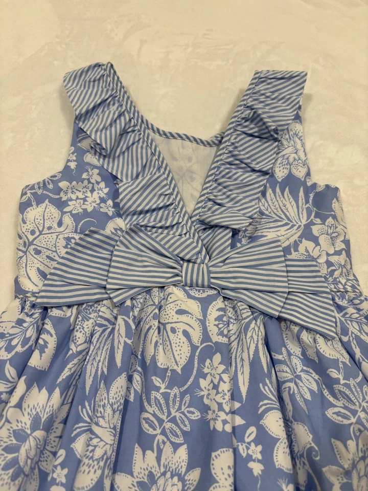 Vestido SAVANNAH para niñas pequeñas 8 azules con volantes florales sin mangas Foto 4 de 4