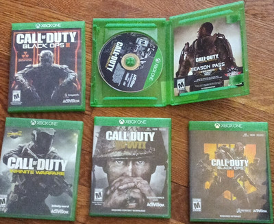 Activision Call of Duty Xbox One Game Lot Black Ops III, 4, Infinite Warfare, W 