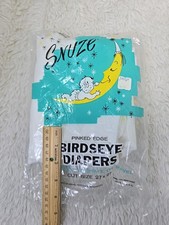  1 NOS Vntg Cloth Baby Diaper Flat Fold Birdseye Snuze Original Package 27x27
