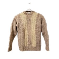 Deans Of Scotland Womens Vintage Wool Sweater Sz 34 Gray Beige Cream Pullover