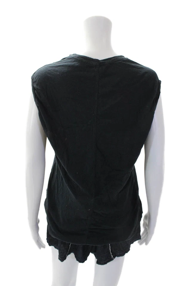 Conjunto de pantalones cortos sin mangas con cuello redondo de algodón para mujer talla 2 Foto 4 de 4