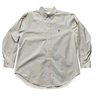 Ralph Lauren Polo Classic Fit Button Down Yellow Check Long Sleeve Shirt L 32/33