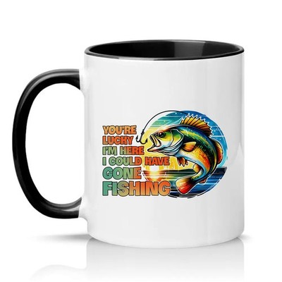 Youre Lucky Im Here I Herren 11 Unzen Keramiktasse Angeln Hobby Humor Geschenk