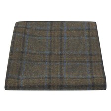 Olive Green Brown Check Pocket Square Tweed Tartan Plaid Men Handkerchief