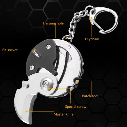 Multifunctional Keychain Screwdriver Hexagon Coin Outdoor EDC Tool Hexagon Foldi - Picture 7 of 13