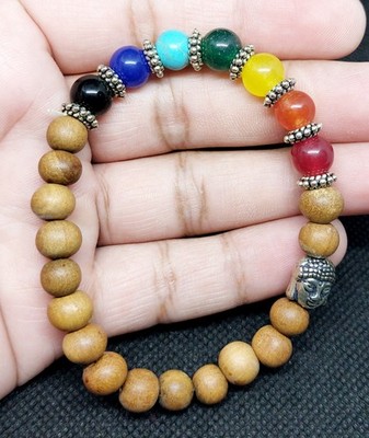 Sandelholz 7 Chakra Armband Buddha Perlen Stretch 7 mm Meditation Yoga Spirit...