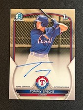 Tommy Specht 2023 Bowman Chrome 1st Auto Rangers 