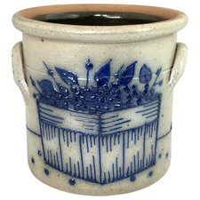 Salmon Falls Blueberry Basket Stoneware Crock Gray Salt Glaze 4" 1998