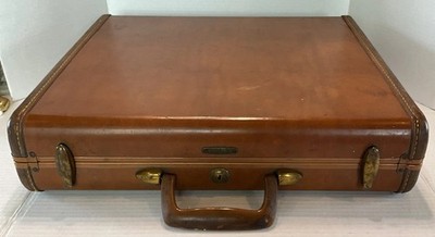Vintage Samsonite Shwayder Bros Hardshell Brown Leather Briefcase 4615 No Key