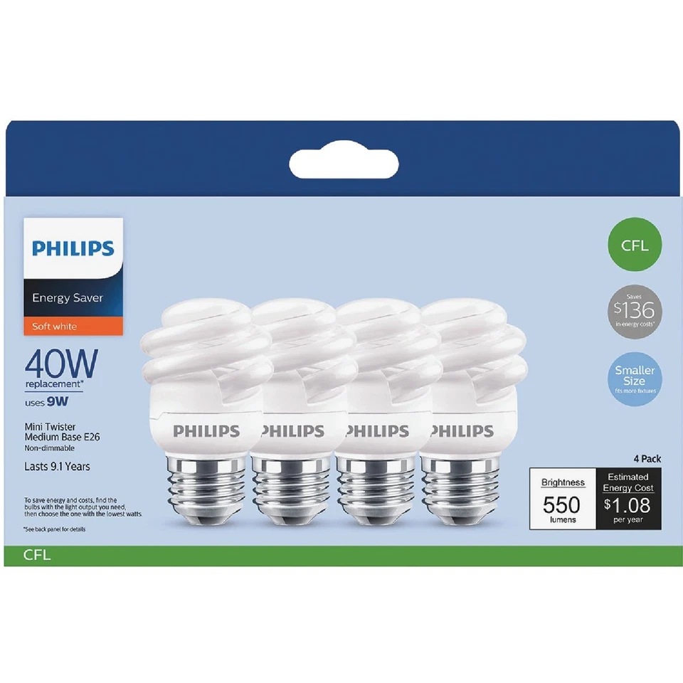 Philips Energy Saver 40W Equivalent Soft White Medium Base T2 Spiral CFL Light - Image 2 of 3