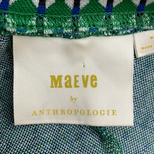 Anthropologie Maeve Seamed Jacquard Mini Knit Dress Mod Green Size Medium - Picture 3 of 20