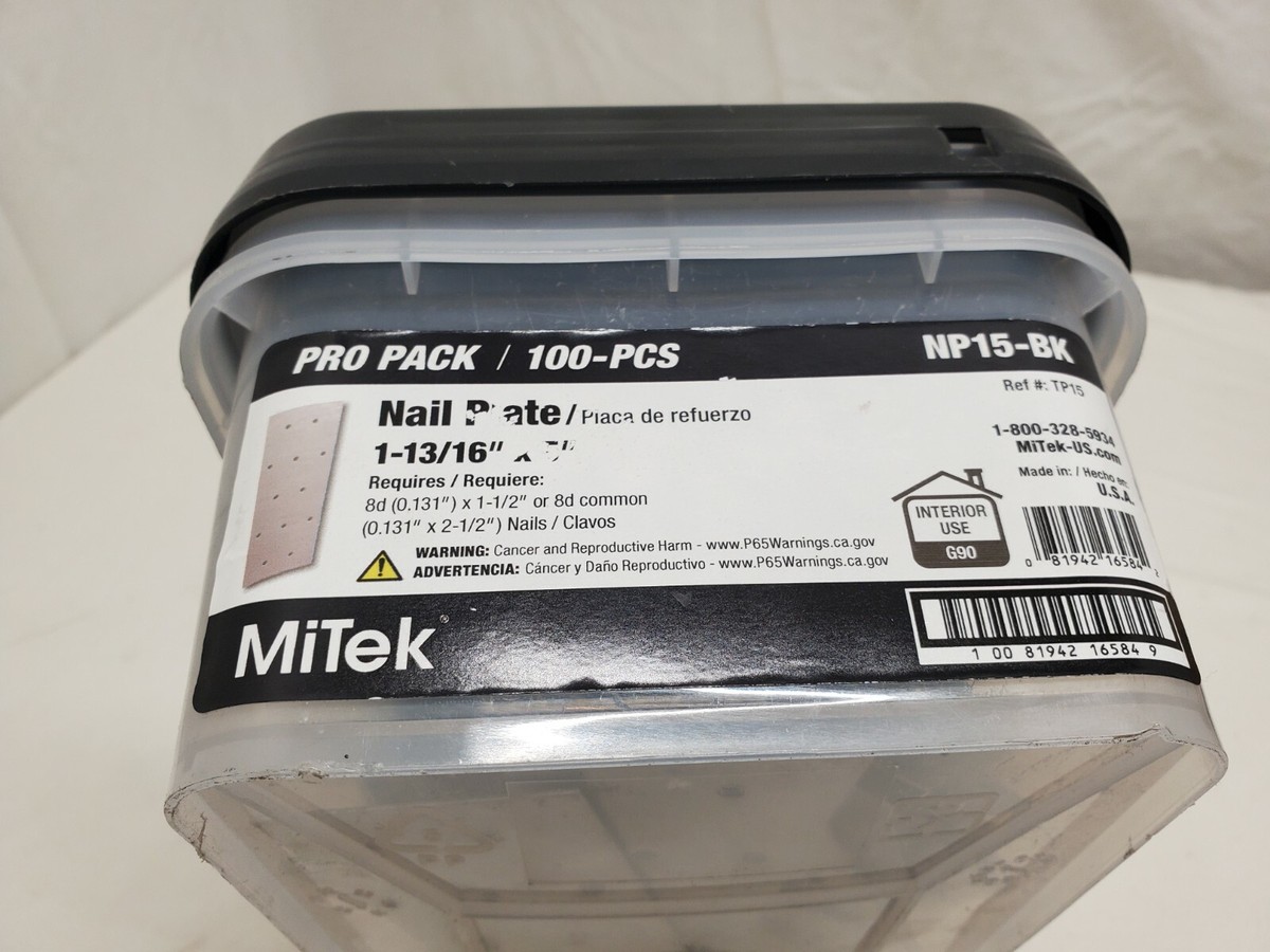 mioc Mitek 100-Pcs Pro Pack 1-13/16” x 5” Nail Plates NP15-BK | eBay