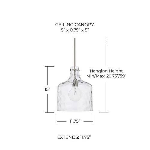 HomePlace Lighting 325717BN Crawford Urban/Industrial Clear Water Glass Jar P... - Picture 2 of 3