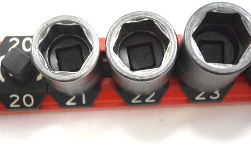 SNAP-ON 13pc 1/2in Metric Semi-Deep Impact Socket Set Organizer - Picture 7 of 13