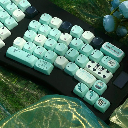 131 Keys PBT Keycaps Set for 60 65 75 100 Percent Mechanical Keyboard (Green) UK - Afbeelding 2 van 9