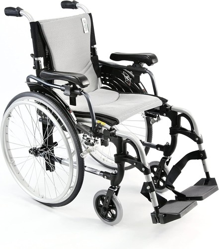 NEW KARMAN S-ERGO 305 Ultra Lt Ergonomic Folding Wheelchair 18"W Seat Slvr/Blk