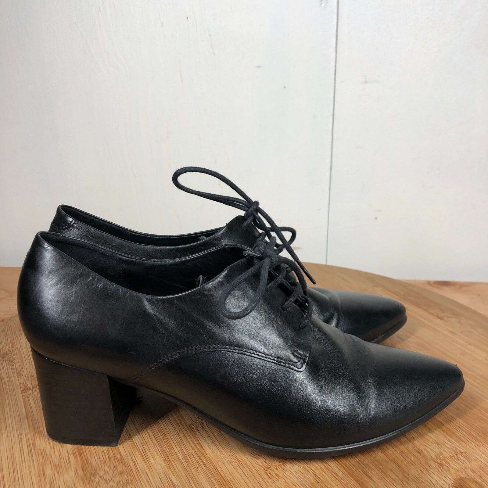 Ecco Shoes 39 Womens 8 Black Leather Pumps Block … - image 1