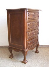 Kommode 4 Schübe Holz Nussbaumton Chippendale-Stil Wäschekommode