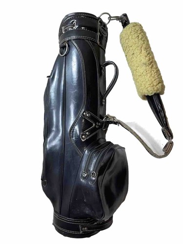 Ron Miller Pro Model [ 1F 2999 03 ] Golf Cart Bag All Black Leather Vintage 🇺🇸 - Picture 2 of 24