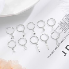 Silver Gold Small Drop Hoop Earrings Dangle Huggie RainDrop Star moon Musical