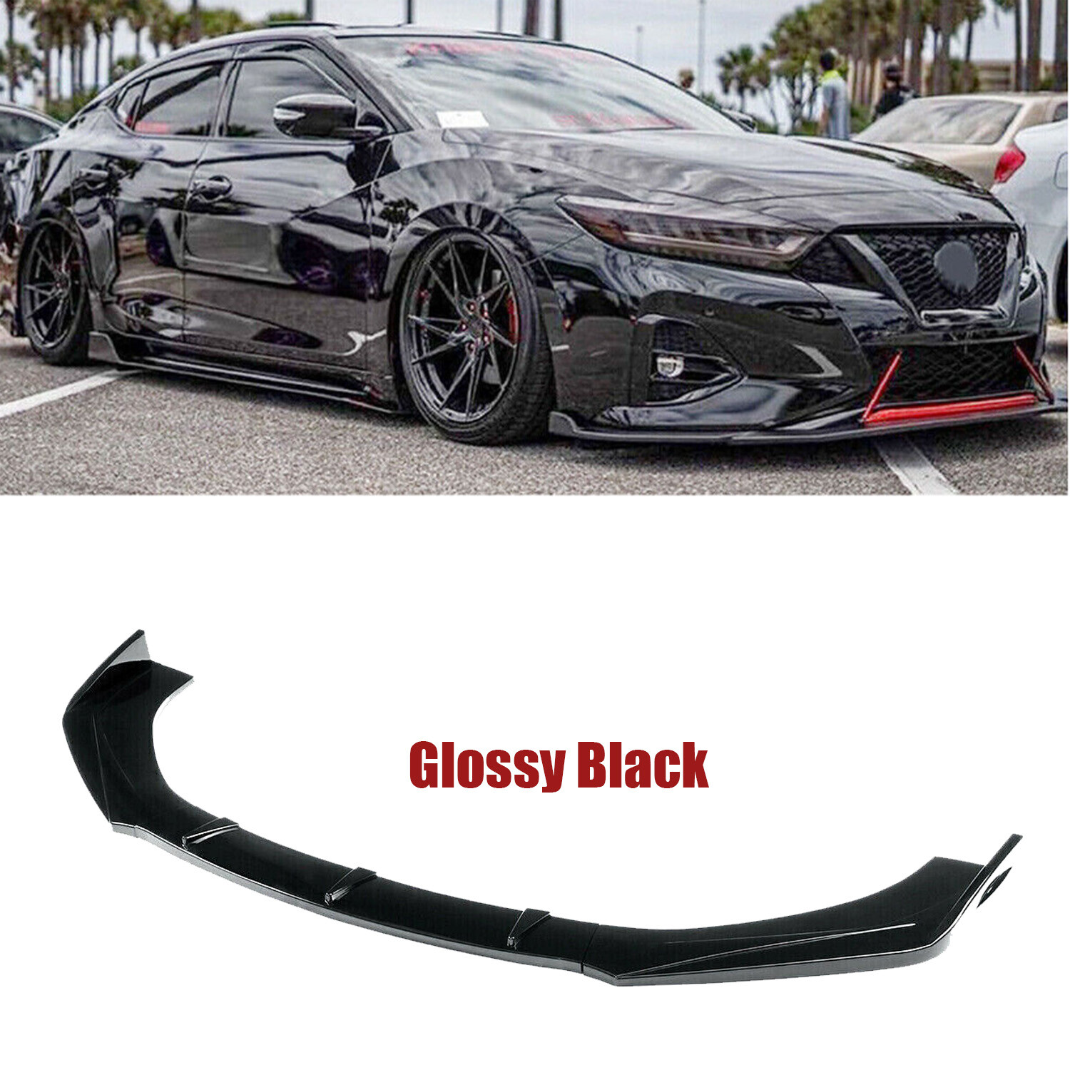 For Nissan Maxima Front Bumper Lip Spoiler Splitter Painted Glossy Black Finish