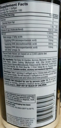 Muscletech Omega 4X SX-7 Black Onyx 100 Softgels - FIsh Oil - Free Shipping - Picture 3 of 3