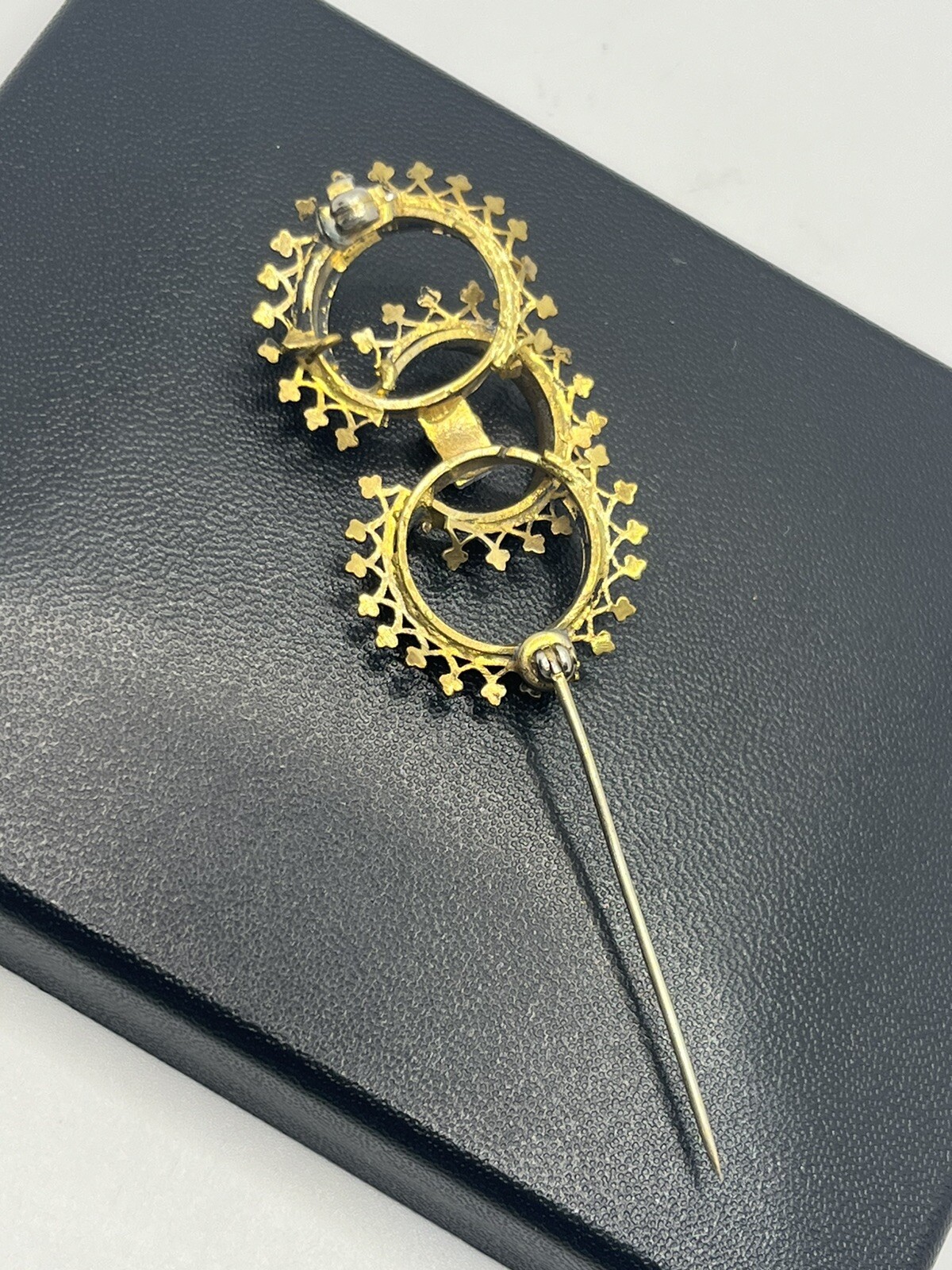 Victorian ornate interlocking circle gold & silve… - image 10