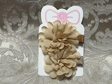 Khaki Brown Chiffon Flower Adorable Floral Hair Bow Clips Girl Hair Barrette Set