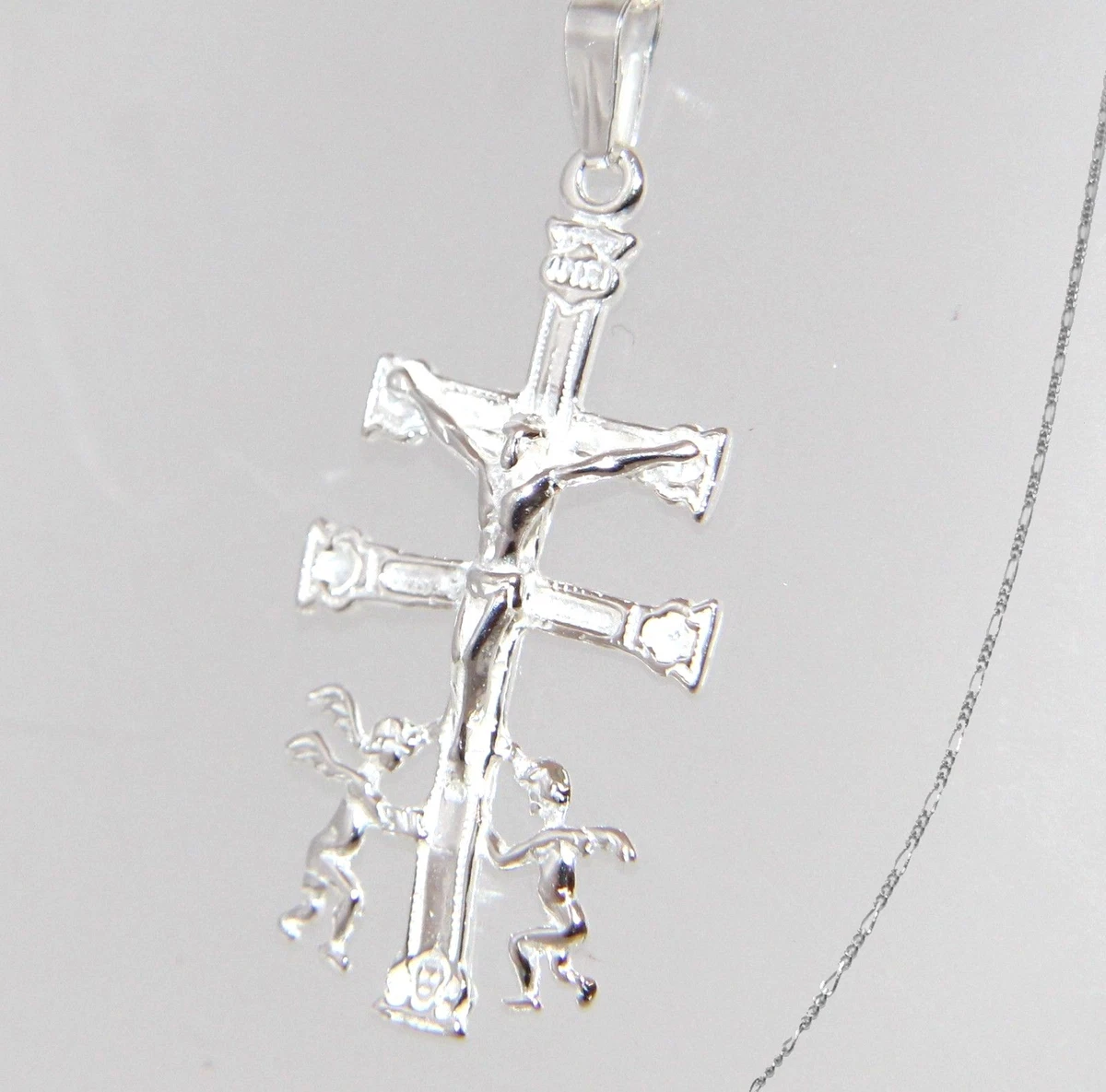 CIONDOLO CROCE di CARAVACA ARGENTO 925 COLLANA FIGARO GRUMETTA Cruz de  Caravaça | eBay