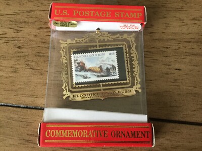 US Postage Stamp Ornament 24K Gold/Brass Klondike Gold Rush