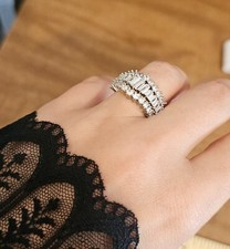 topaz zirconia ring silver plate jewelry elegant evening cocktail wedding