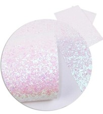 Chunky Glitter AB Iridescent White FAUX LEATHER ROLL 12" x 55" WHOLESALE 1043367