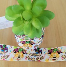 1" 1 YD Mickie Mouse Grosgrain Ribbon Mardi Gras Jester Disney Hair Bow