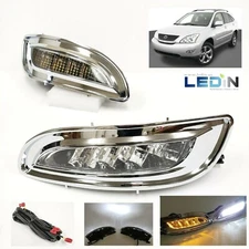 Fog Light Set For 2004-2009 RX330 RX350 Wire Switch Bezel White Amber LED 6000K