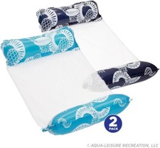 Waterlife 4-in-1 Pool Hammock 2-Pack,Pool Chair Float, Navy  Light Blue 2 count