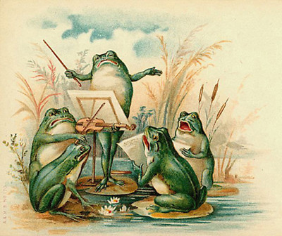 MUSICIAN FROGS ANTIQUE IMAGE T SHIRT SMALL-XXXLARGE (F)