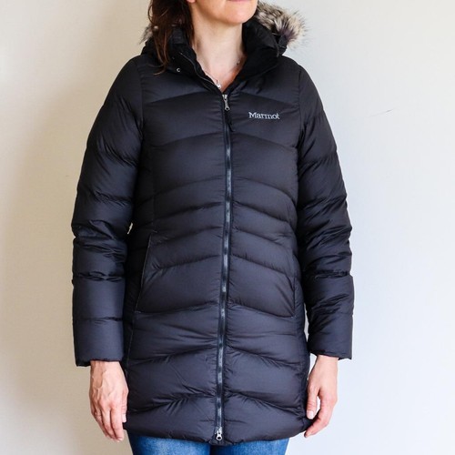 NUOVO PIUMINO MARMOT QUBEC Nero 700 Fill Down Parka Donna Puffy Medium/Lrg - Foto 1 di 4