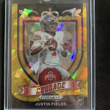 2021 Prizm Draft Picks #163 Justin Fields RC Crusade Orange Cracked Ice SP