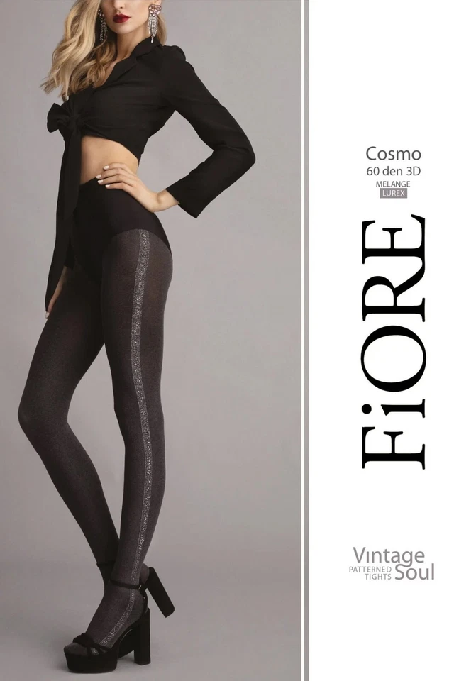Fiore Cosmo women's luxury pantyhose with side stripe 40 Den Melange/lurex - Изображение 2 из 4