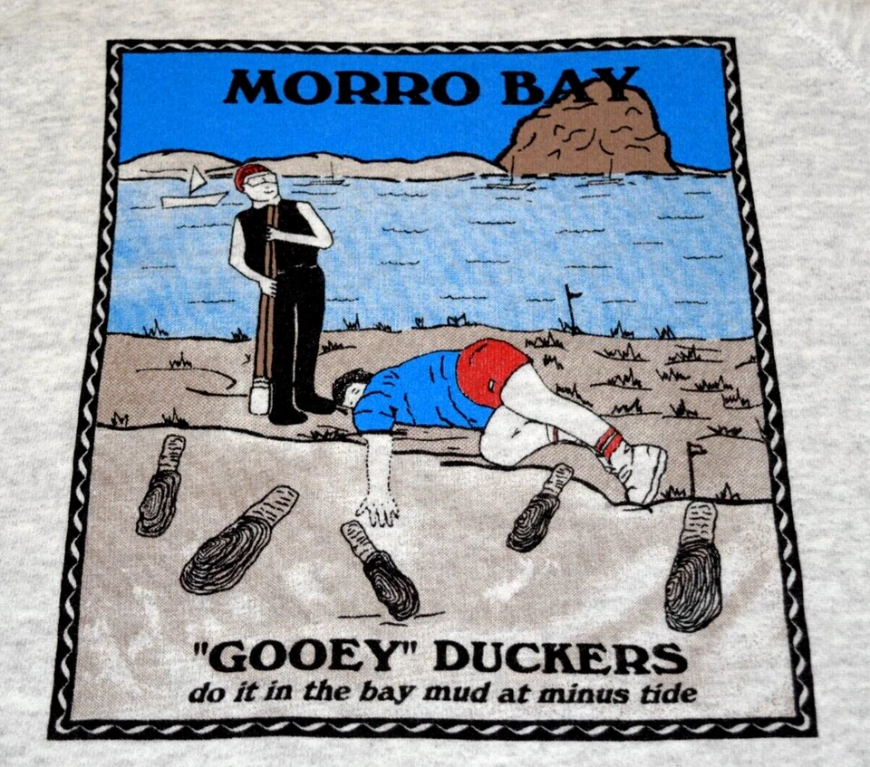 Sudadera Vintage Hanes Talla S/M Años 80 Morro Bay Gooey Duckers hazlo menos marea Foto 2 de 4
