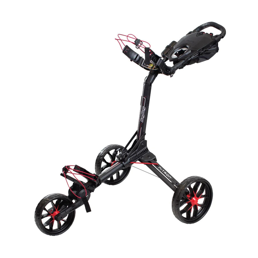 New Bag Boy Nitron auto-Open Push Cart Black/Red New in the Box Umbrella Holder