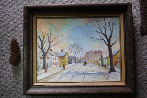 Antique Oil Painting, Canvas Framed ,signed, mid century - Picture 9 of 9
