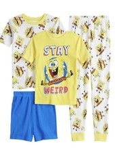 Boys SPONGEBOB SQUAREPANTS Stay Weird 4-Piece Snug Fit Cotton Pajama Size 4 NWT
