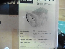 DAYTON 4RN74 Speed Reducer C-Face 56C 30:1 .525 1750rpm 58 output 1/3hp .625 NIB