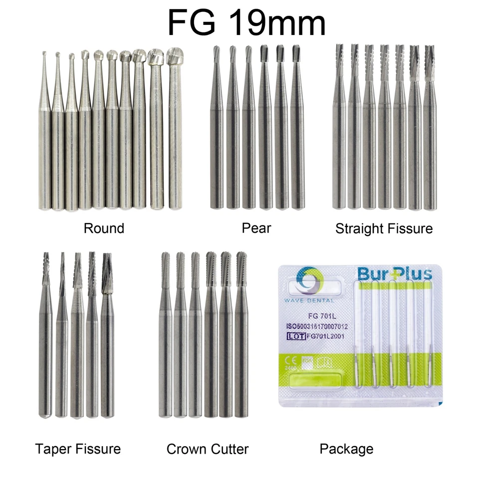 Wave Dental Surgical Burs 25mm Carbide Bur Friction Grip FG Round For High Speed - Image 3 of 4