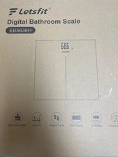 LETSFIT Digital Bathroom Scale Tempered Glass WHITE auto-on LCD Display modern
