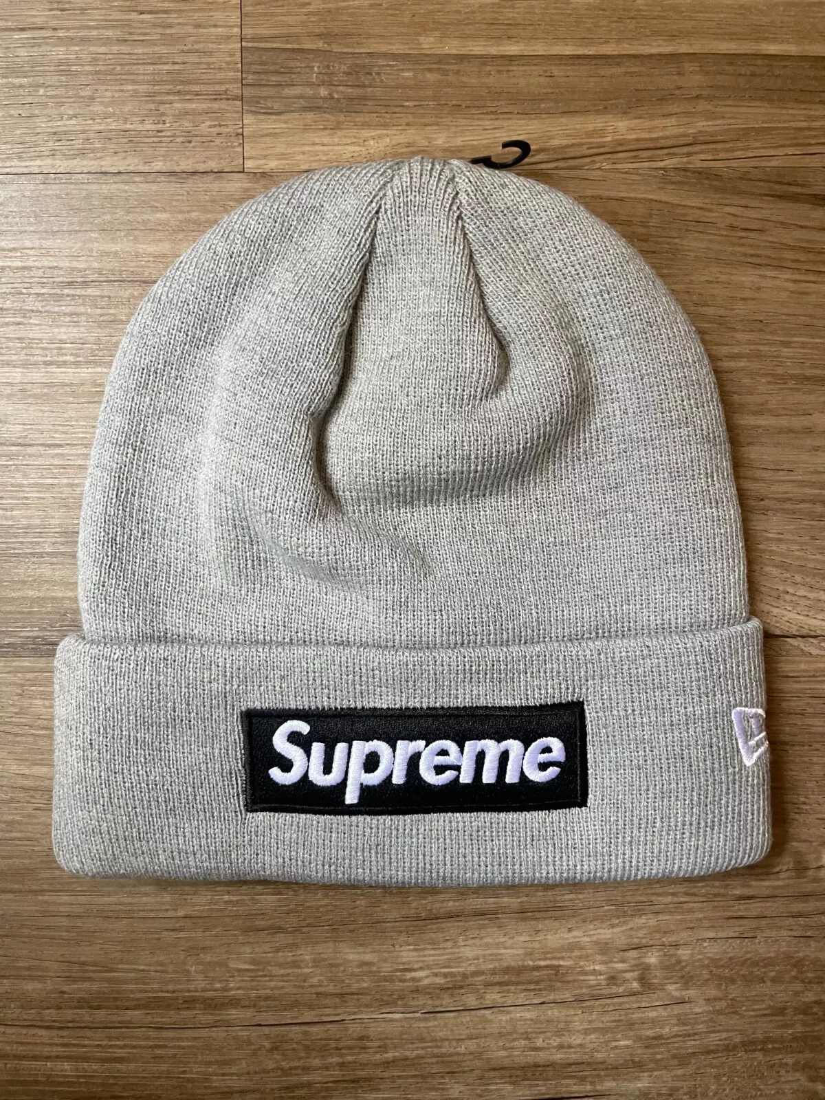 NEUF Bonnet Supreme New Era Box Logo (FW22) gris bruyère livraison gratuite