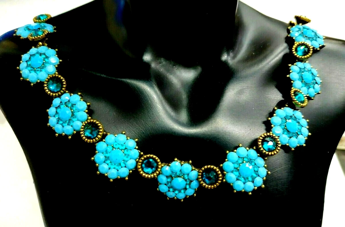 Lovely and Very Elegant Michal Negrin Necklace Blue Crystals